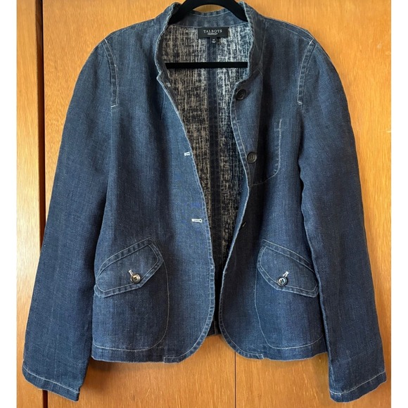 Talbots Women's 100% Linen Blazer 14 Career Travel Old Money Quiet Luxury Artsy - Picture 6 of 10